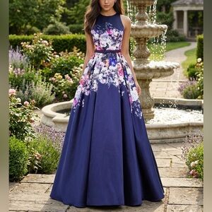 Madison James Floral Printed Pleated Evening Dress size 14
